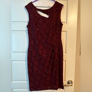 Size 12 wine red sequins cocktail dress